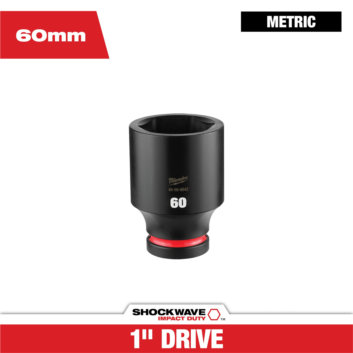 Milwaukee Tool SHOCKWAVE™ Impact Duty 1" Drive 60MM Deep 6 Point Socket