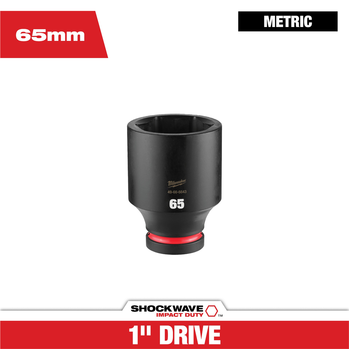 Milwaukee Tool SHOCKWAVE™ Impact Duty 1" Drive 65MM Deep 6 Point Socket