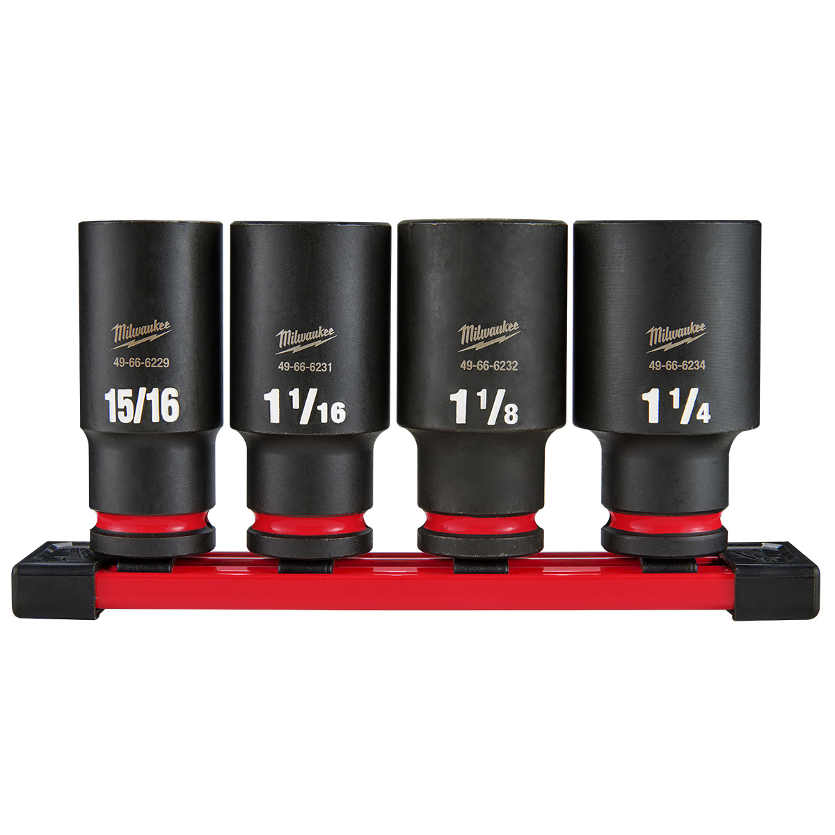 Milwaukee Tool 4Piece SHOCKWAVE Impact Duty  1/2 Inch Drive SAE Deep 6 Point Socket Set
