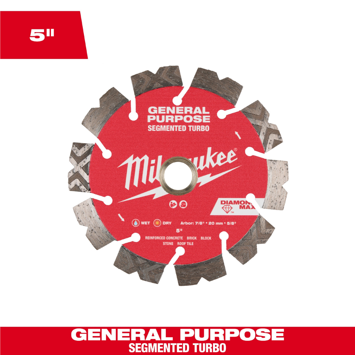 Milwaukee Tool 5 Inch Diamond Max Segmented Turbo General Purposediamond Blade