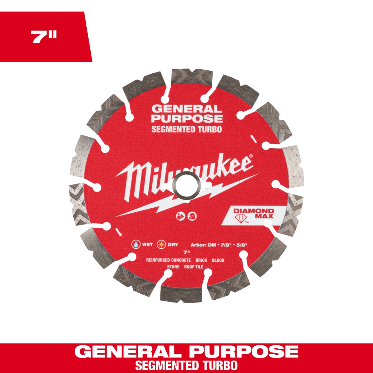 Milwaukee Tool 7 Inch Diamond Max Segmented Turbo General Purpose Diamond Blade