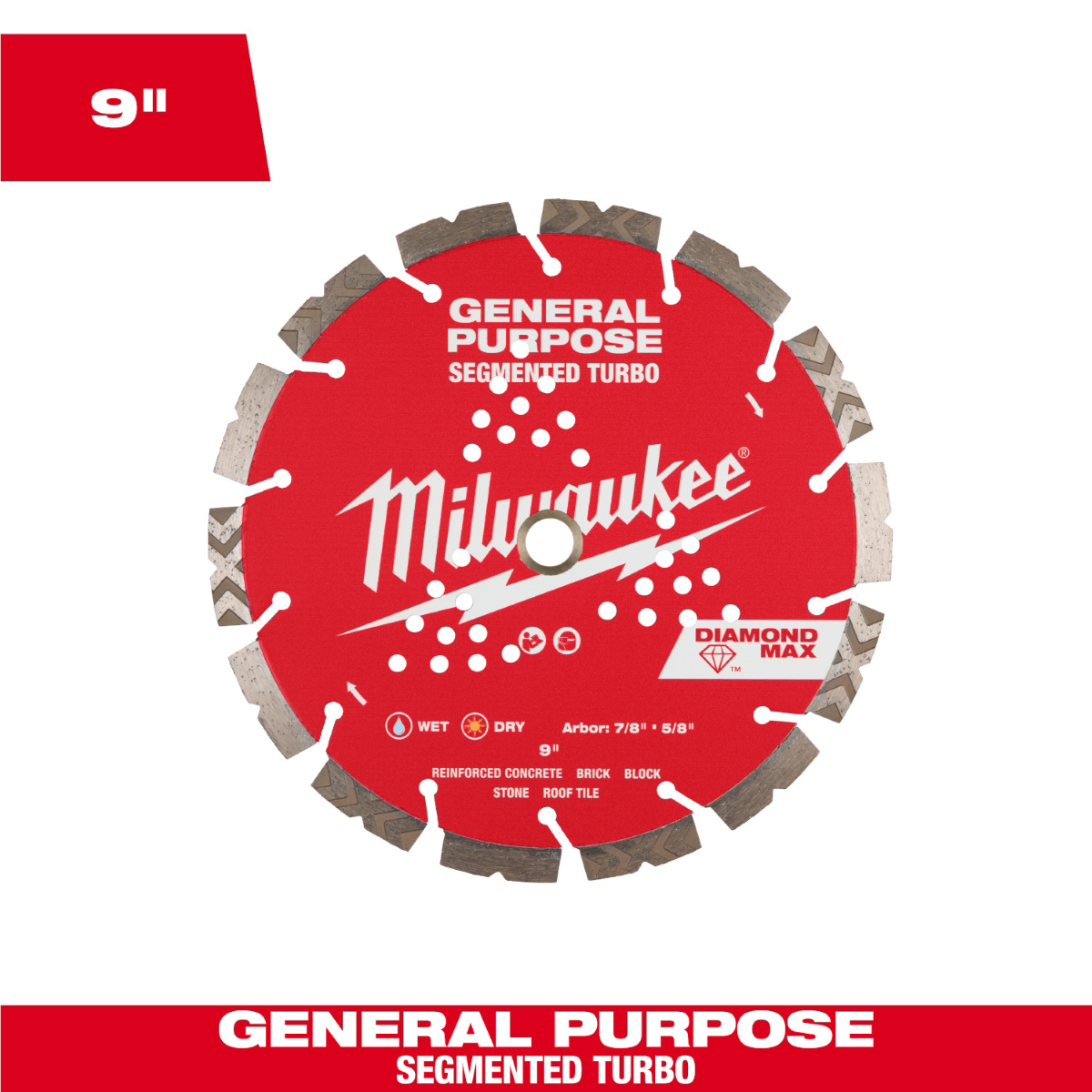 Milwaukee Tool 9 Inch Diamond Max Segmented Turbo General Purposediamond Blade