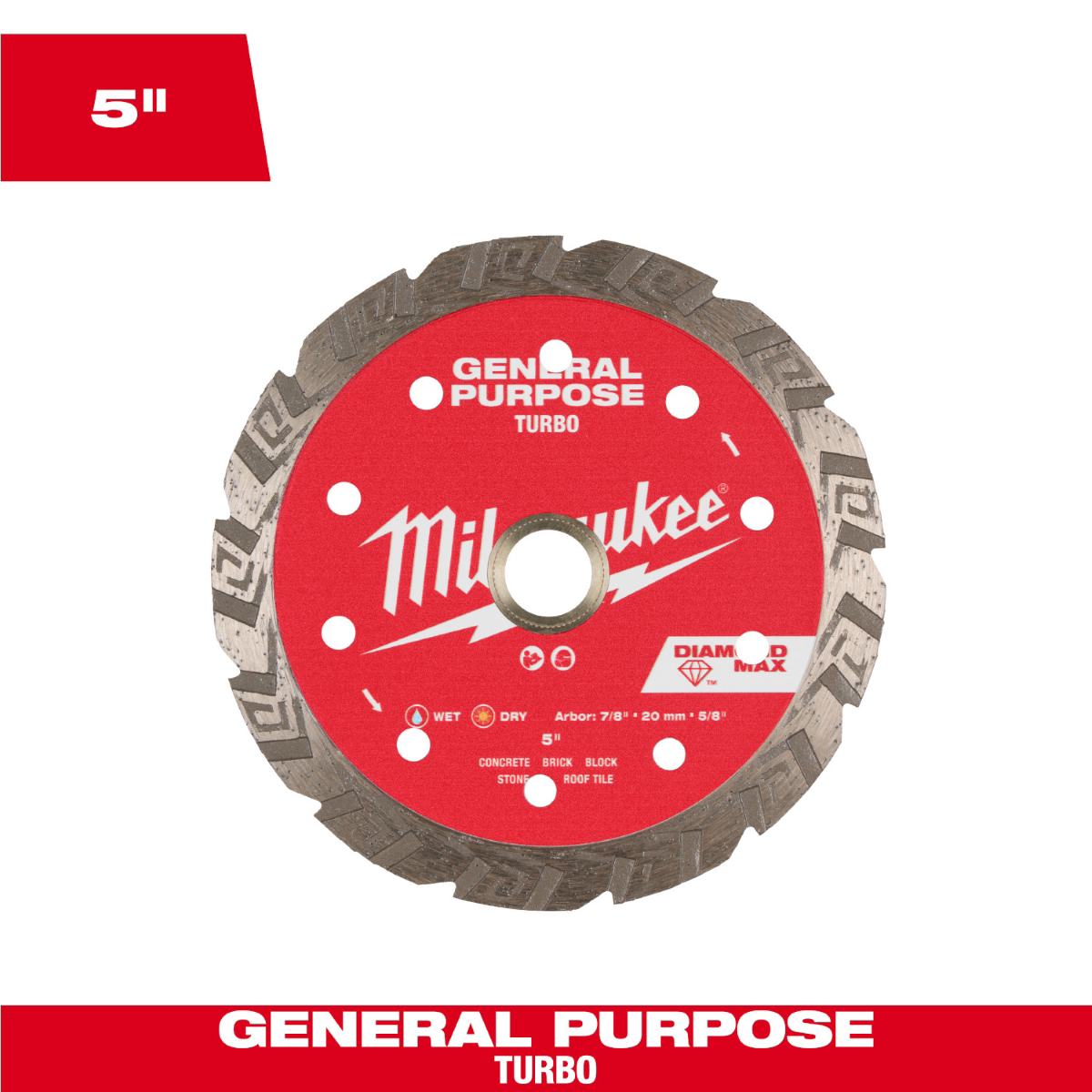 Milwaukee Tool 5 Inch Diamond Max Turbo General Purpose Diamond Blade
