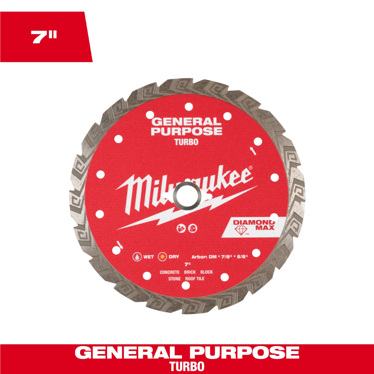 Milwaukee Tool 7 Inch Diamond Max Turbo General Purpose Diamond Blade