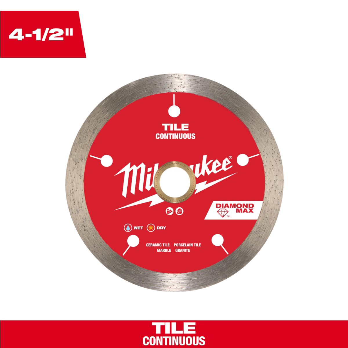 Milwaukee Tool 4 1/2 Inch Diamond Max Continuous Tile Diamond Blade