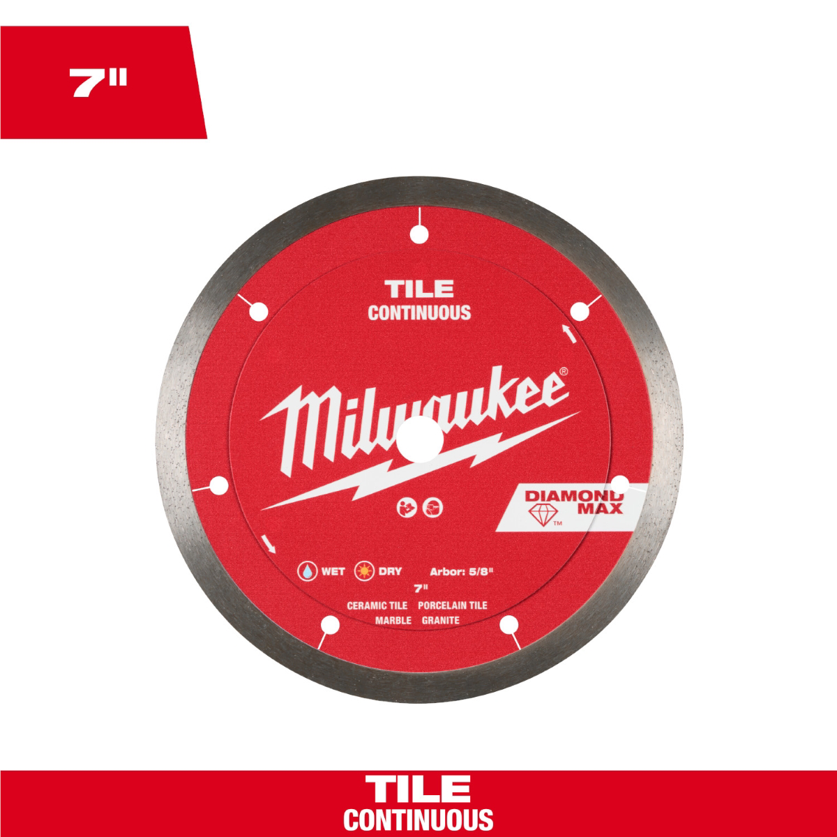 Milwaukee Tool 7 Inch Diamond Max Continuous Tile Diamond Blade
