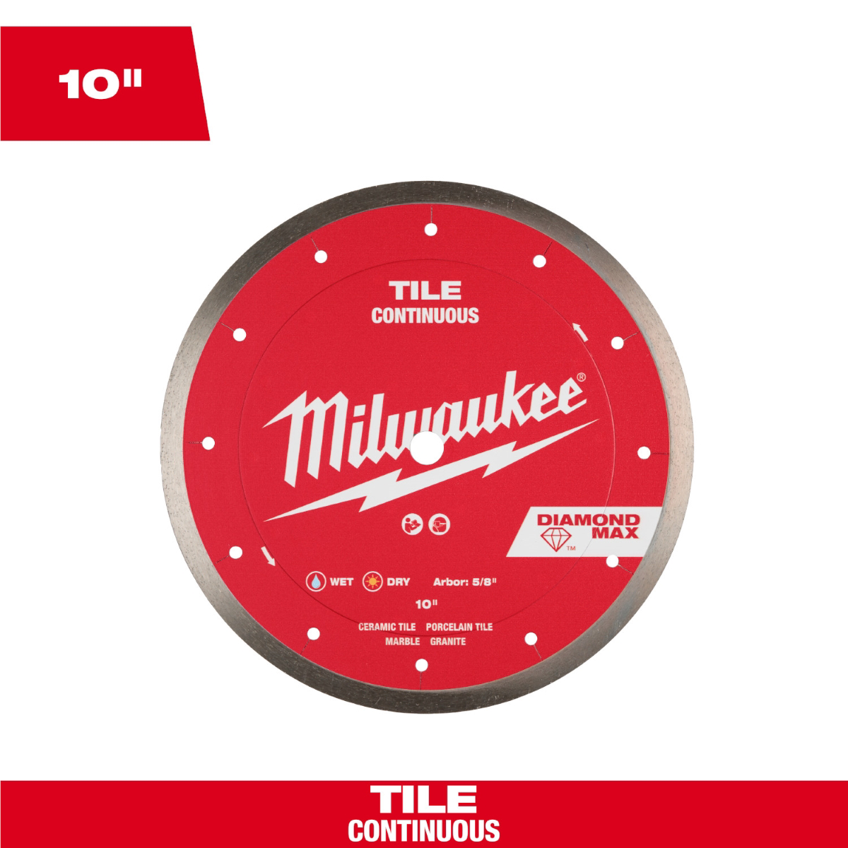 Milwaukee Tool 10 Inch Diamond Max Continuous Tile Diamond Blade