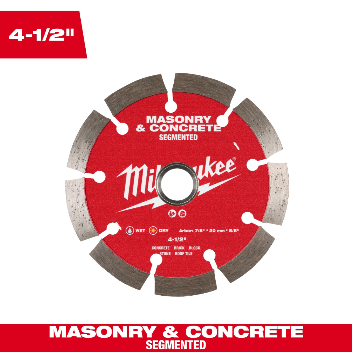 Milwaukee Tool 4 1/2 Inch Segmented Masonry And Concrete Diamond Blade