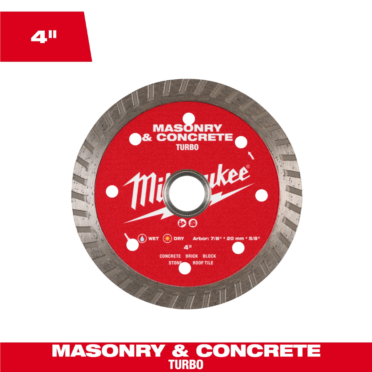 Milwaukee Tool 4 Inch Turbo Masonry And Concrete Diamond Blade