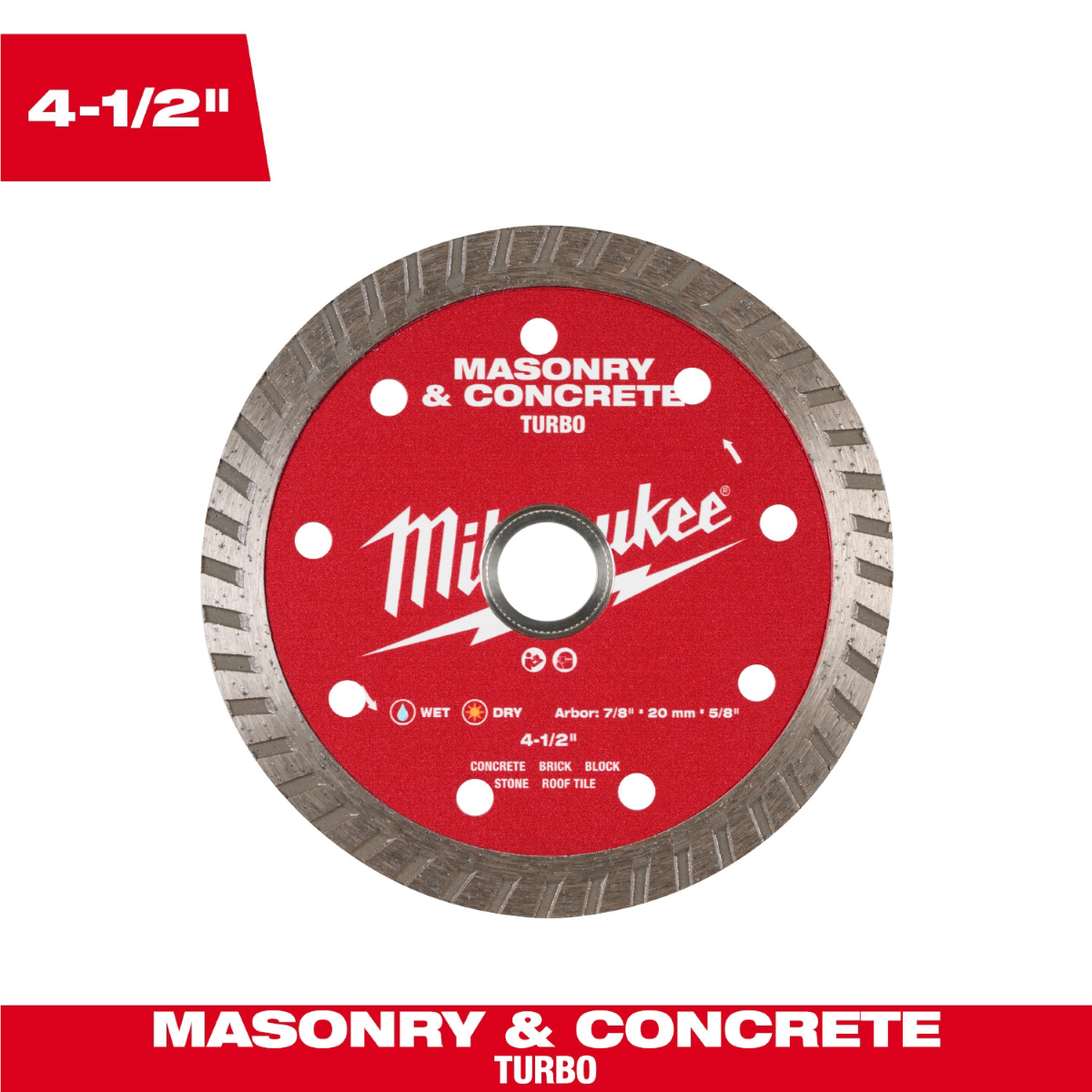 Milwaukee Tool 4-1/2 Inch Turbo Masonry And Concrete Diamond Blade