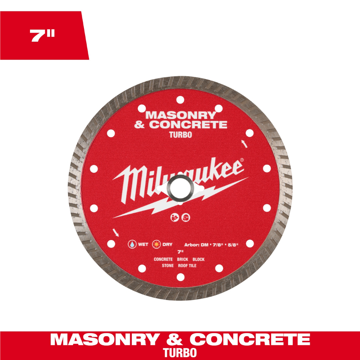 Milwaukee Tool 7 Inch Turbo Masonry And Concrete Diamond Blade