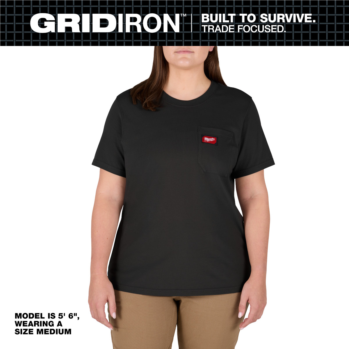 Milwaukee Tool Women's GRIDIRON Pocket T-Shirt - Short Sleeve -  Black -  XS