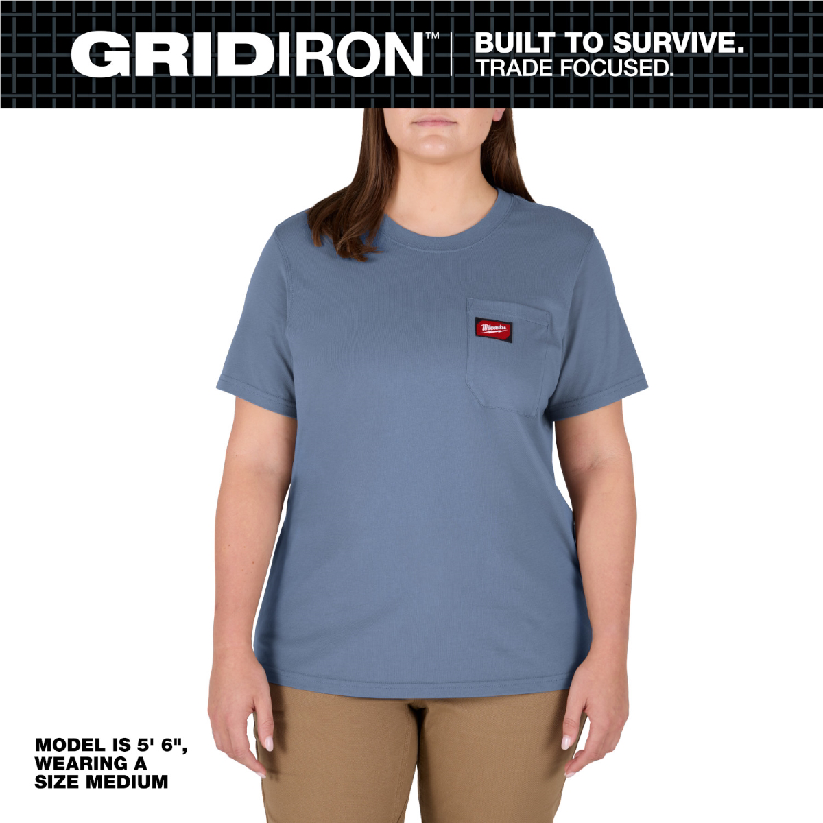 Milwaukee Tool Women's Gridiron Pocket T-shirt - Short Sleeve - Blue S