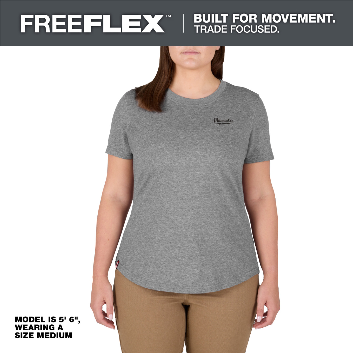 Milwaukee Tool Women's Freeflex Hybrid Tee - Short Sleeve - Gray - S