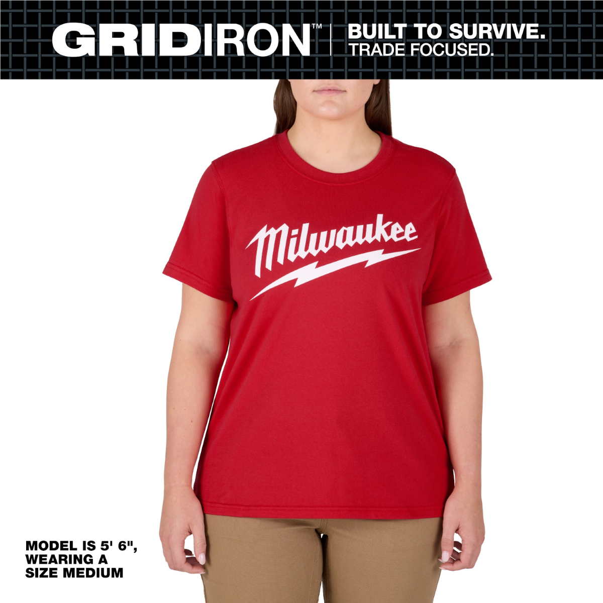 Milwaukee Tool Women's Gridiron Logo Tee - Short Sleeve - Red - S
