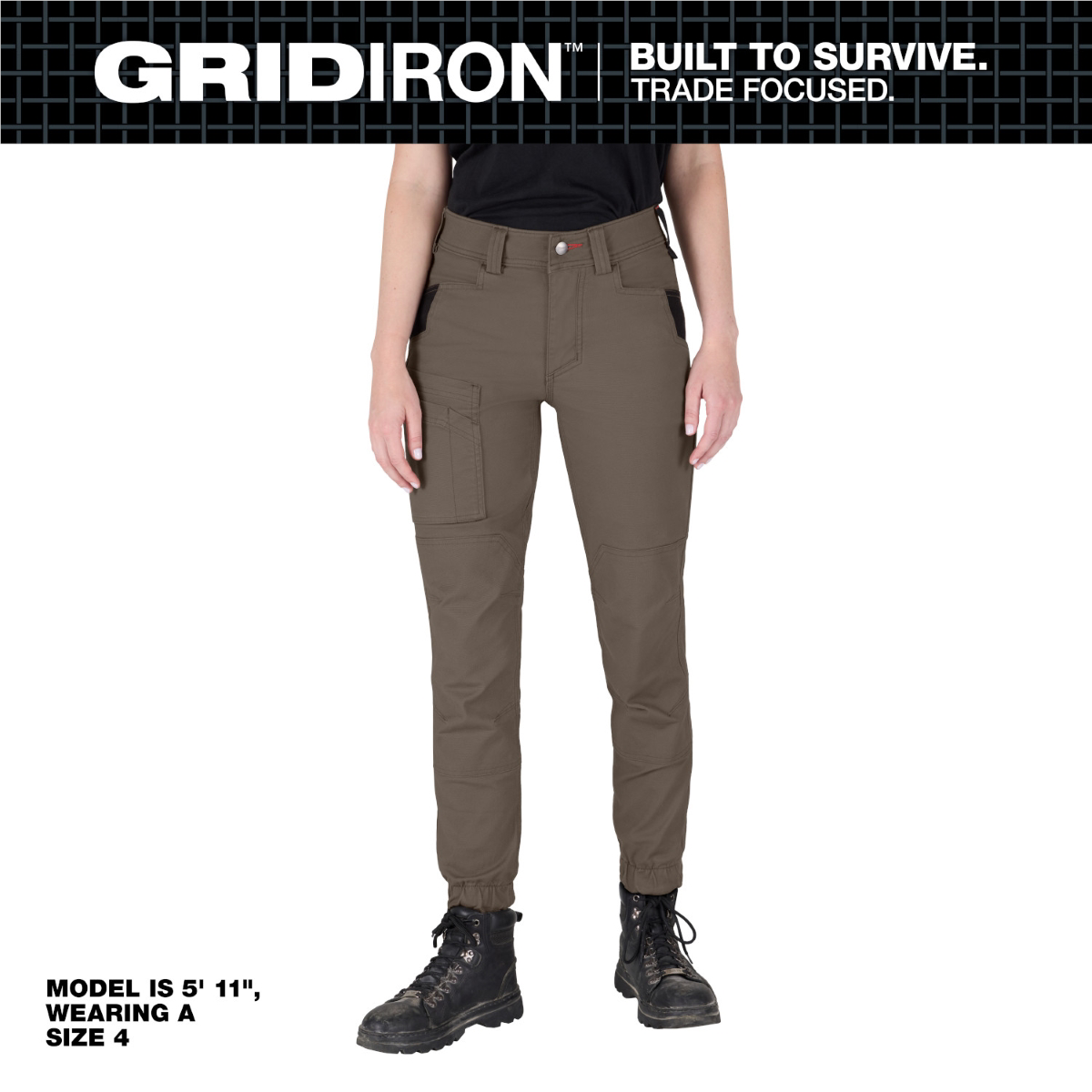 Milwaukee Tool Women's GRIDIRON Double Knee Jogger Pants - Brown - Size 0