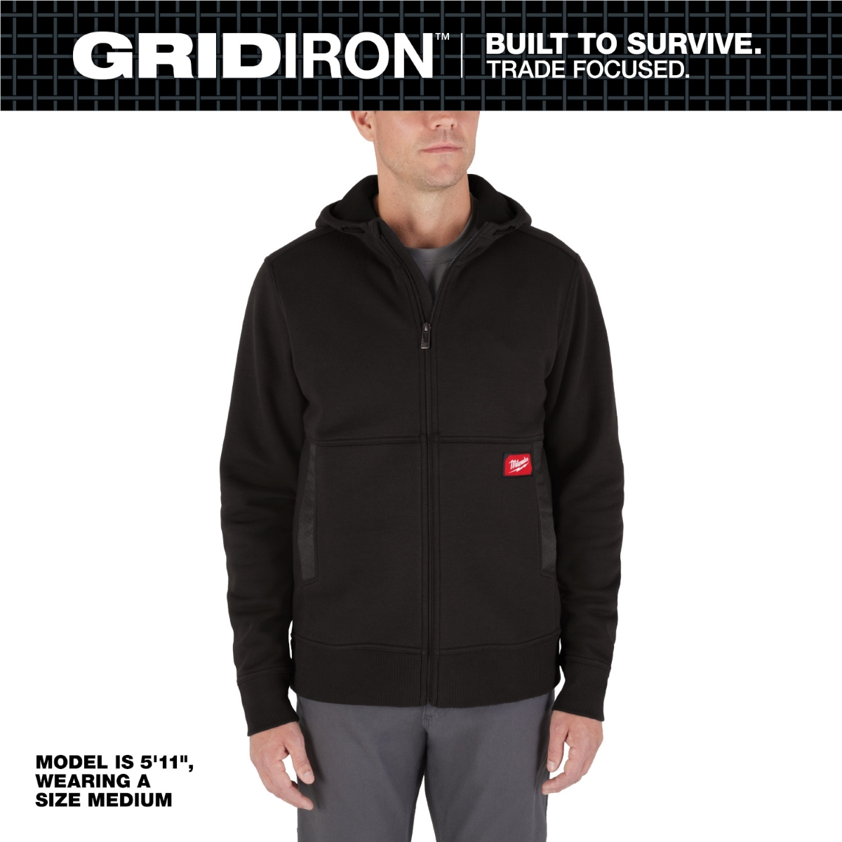 Milwaukee Tool Gridiron Full-zip Hoodie- Black- S