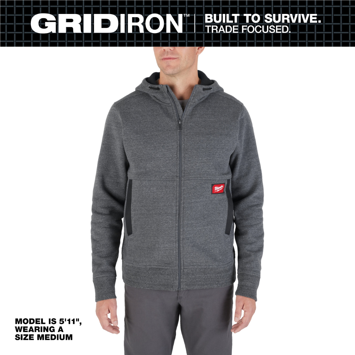 Milwaukee Tool Gridiron Full-zip Hoodie- Gray- Xl