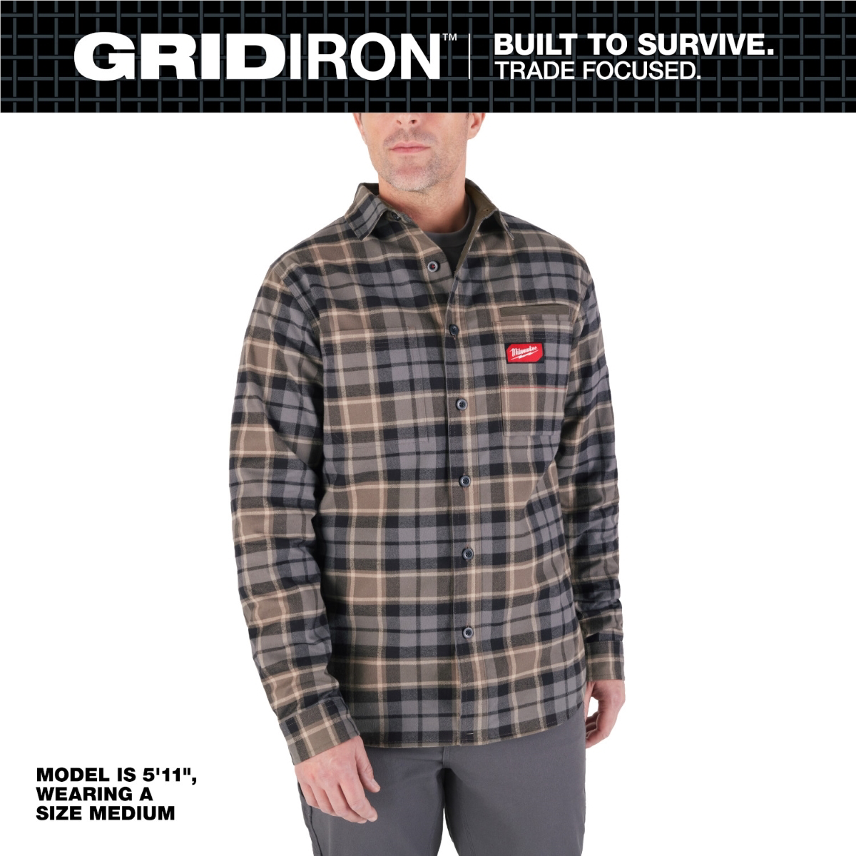 Milwaukee Tool GRIDIRON Flannel Shirt - Gray - 2X