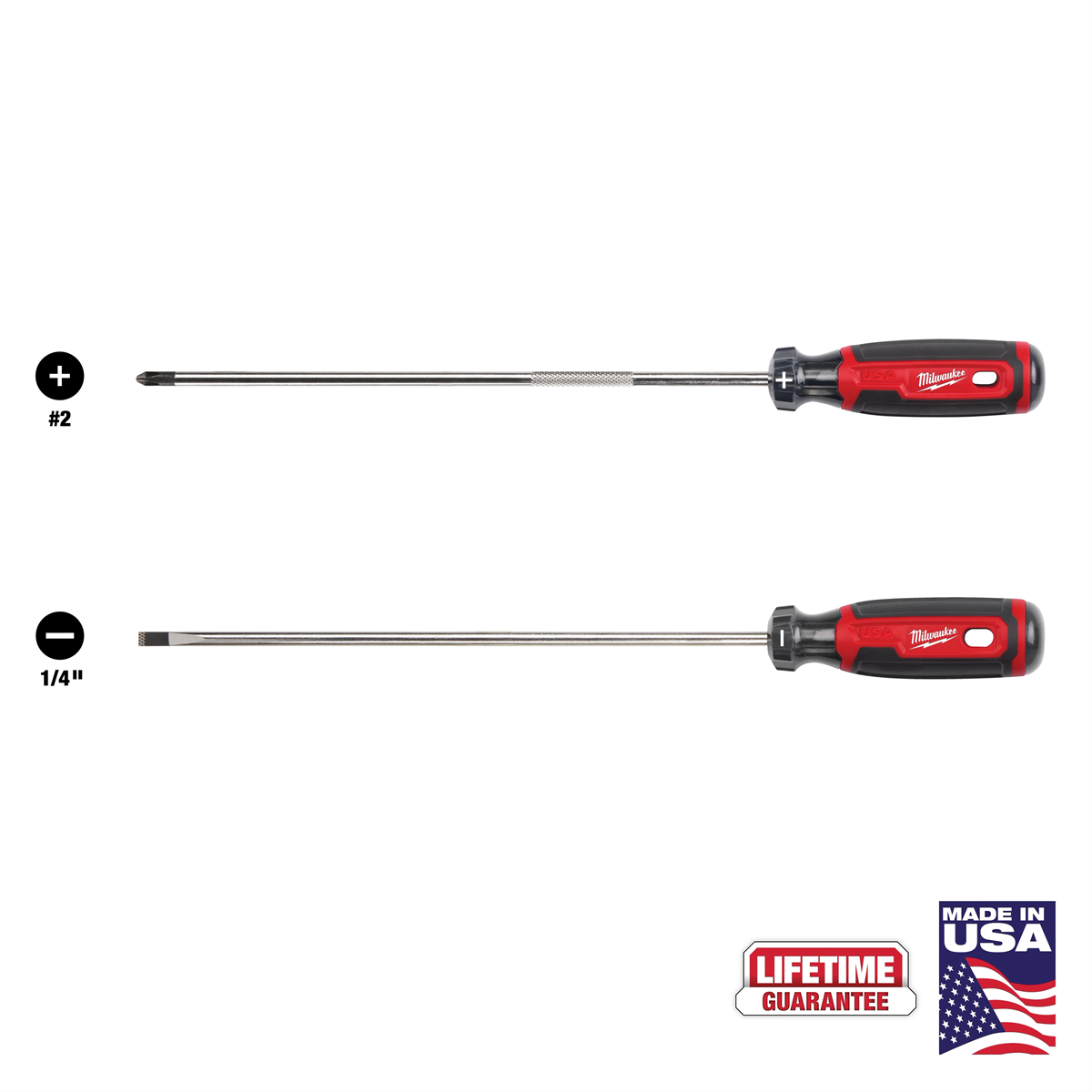 Milwaukee Tool 2 Pc. 10" Cushion Grip Screwdriver Set (usa)