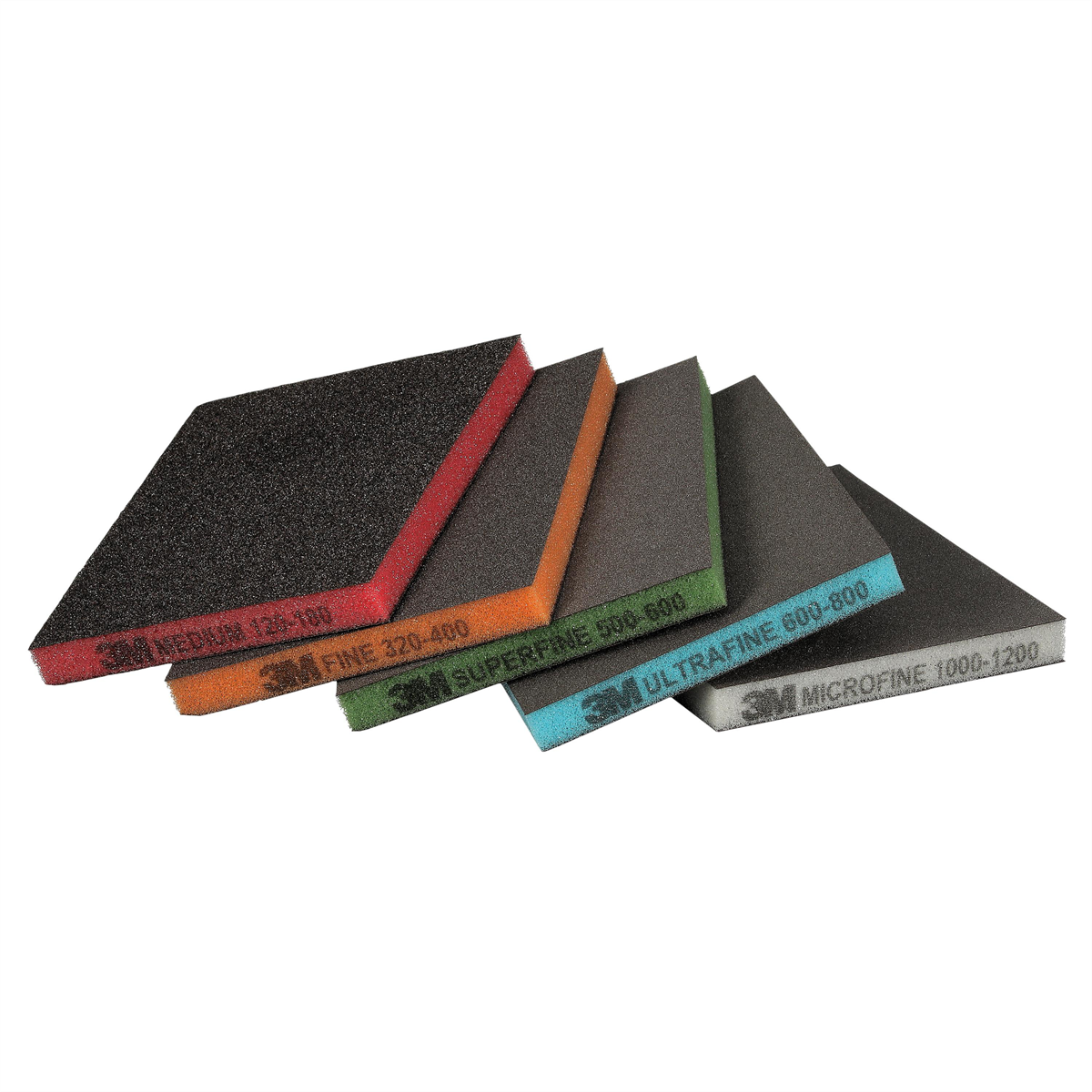3M Two-Sided Sanding Sponge 23813, 124 mm x 98 mm (4.8 in x 3.8 in), Multi-Pack, Assorted