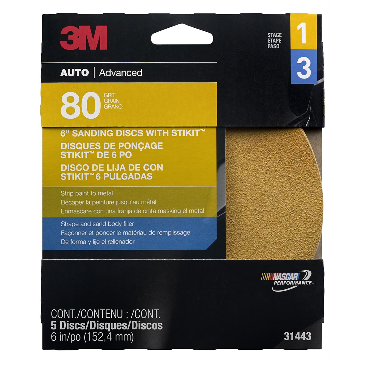 3m Disc Rolls-gold Stikit 6" P80 5/pk 10/case