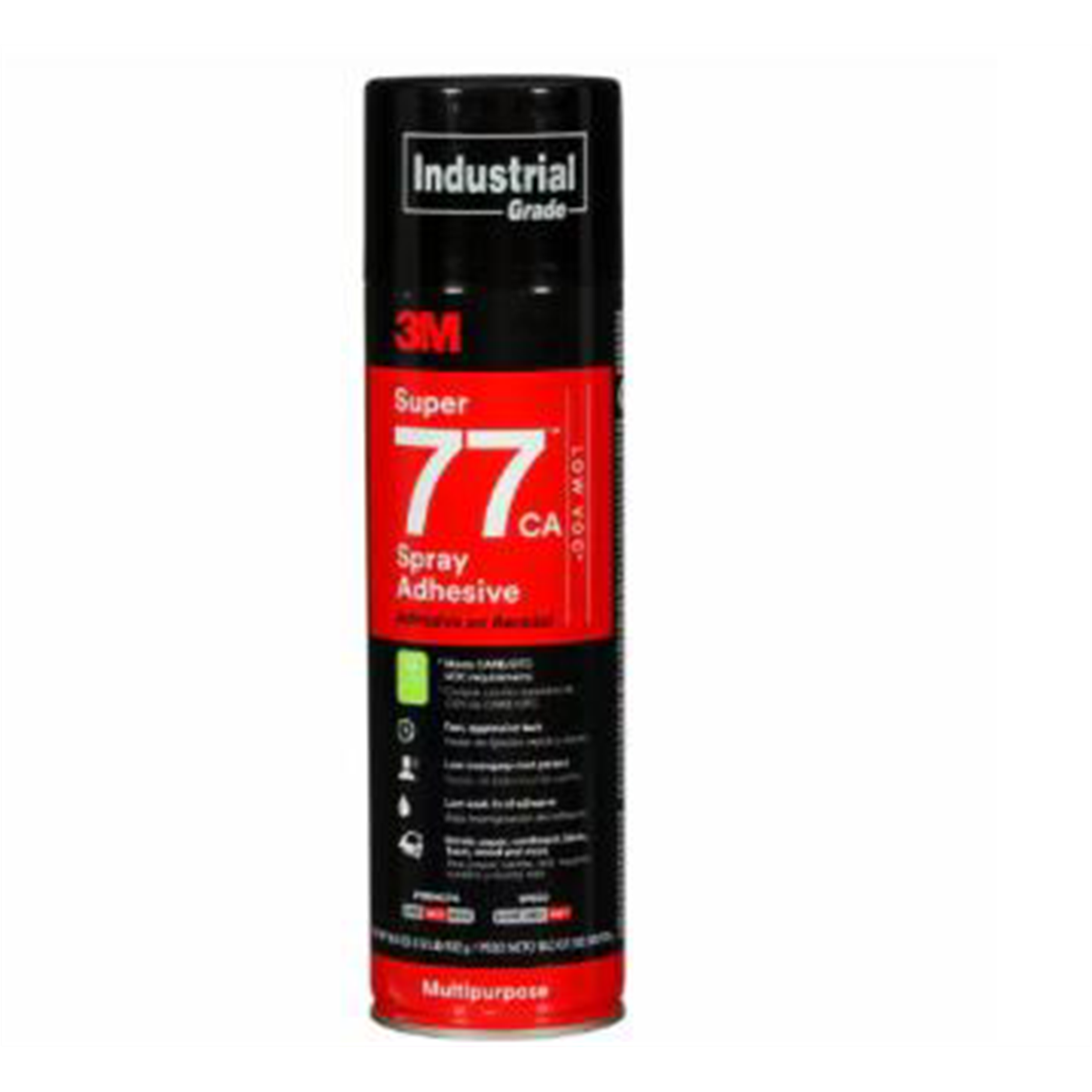 3M Super 77&trade; CA Multipurpose Spray Adhesive, Low VOC <25%, Clear, 24 fl oz (Net Wt 18.0 oz)
