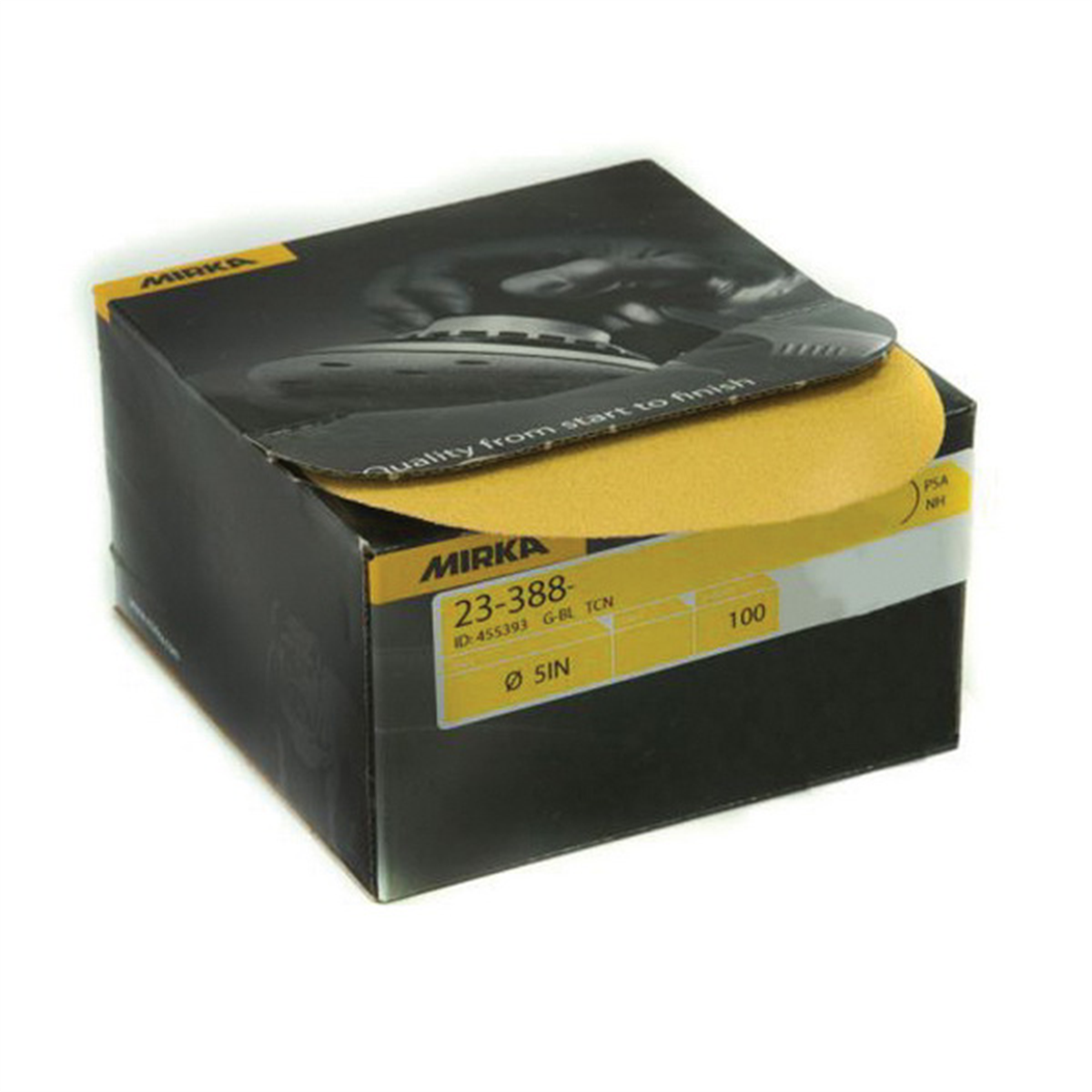 Mirka Abrasives Bulldog Gold 23388080 23 Series Semi-open Coated Autobox Sanding Disc, 5 In, P80 Grit, Aluminum Oxide