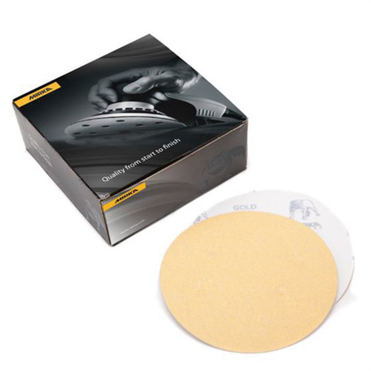 Mirka Abrasives Bulldog Gold 23622180 23 Series Semi-open Coated Grip-on Sanding Disc, 6 In, P180 Grit, Aluminum Oxide