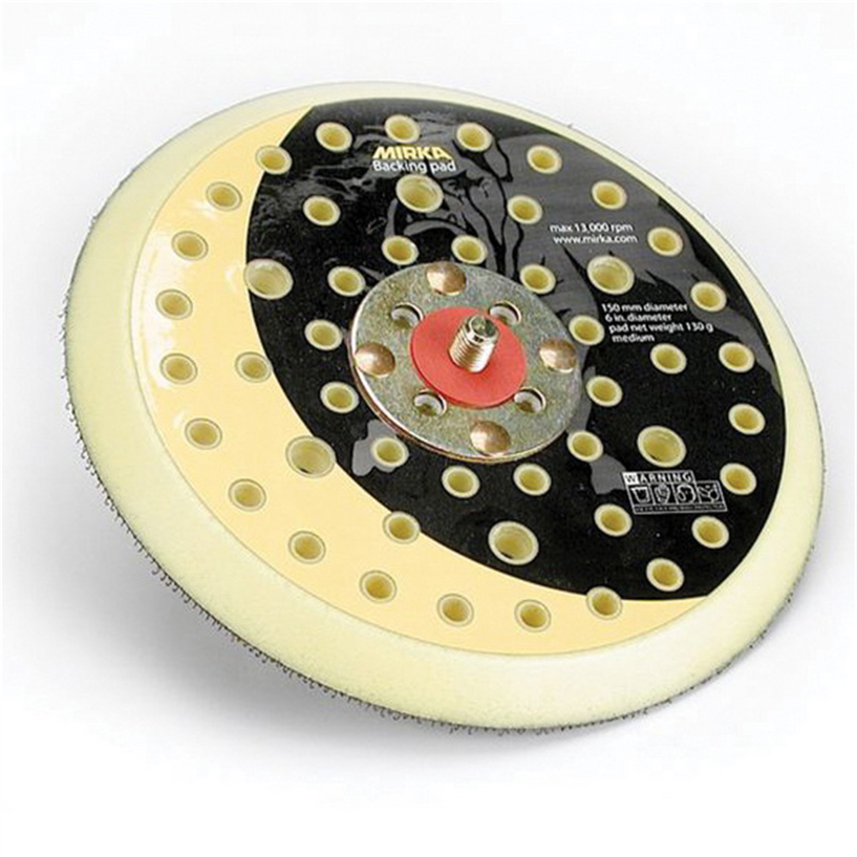 Mirka Abrasives 916GV Grip Faced Vacuum Back-Up Pad, 6 in Dia, Hook and Loop Attachment