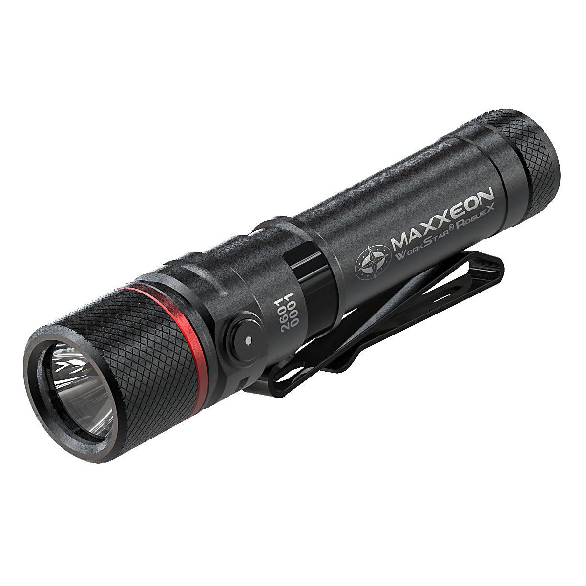 Maxxeon WorkStar RogueX Rechargeable 4 Inch Mini Penlight with Red Laser - Black