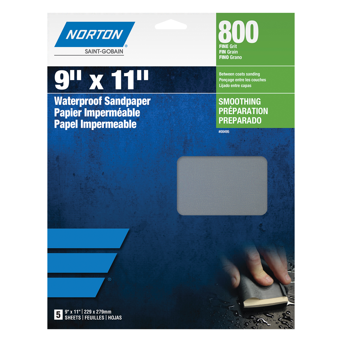 Norton Black Ice 00497 T214 Series Sanding Sheet, 9 in W x 11 in L, P400 Grit, Super Fine Grade