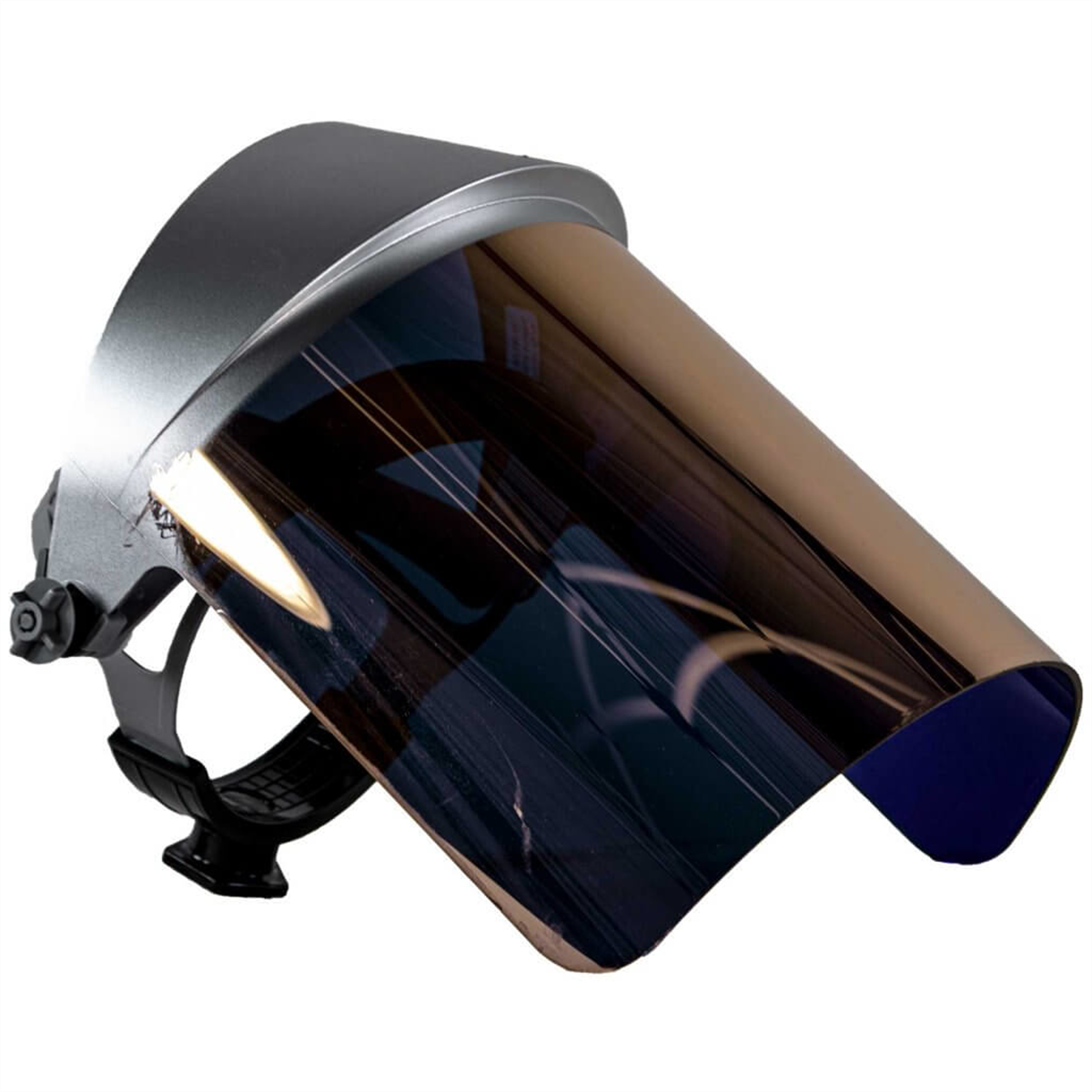 Oberon Face Shield with Ratcheting Headgear - Heat Reflective - Window: Didymium Gold