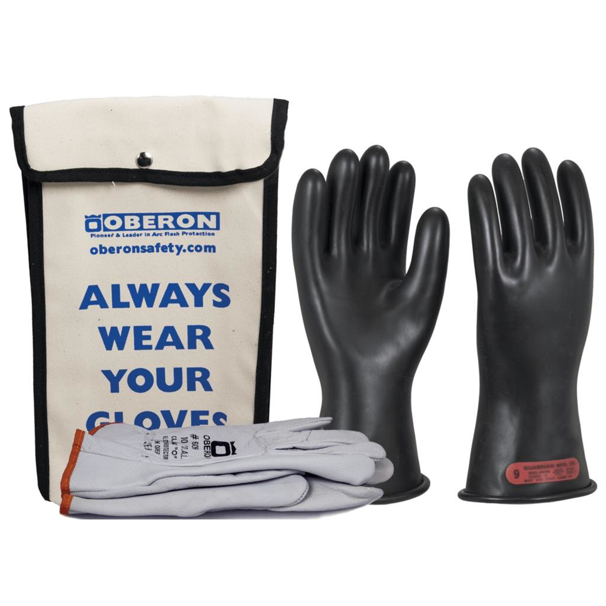 Oberon Glove Kit - Rubber Electrical - Class 0 - Length: 11" -  Rolled Cuff - Size: Regular - 8