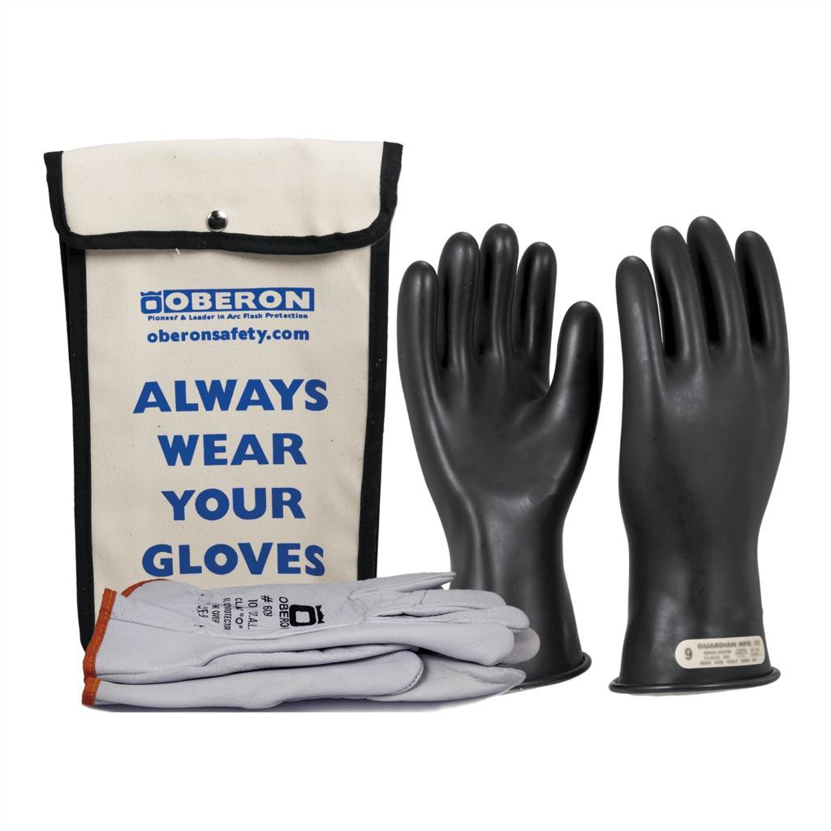 Oberon Glove Kit - Rubber Electrical - Class 00 - Length: 11" -  Rolled Cuff - Size: Regular - 8