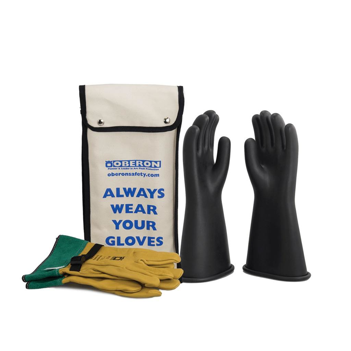 Oberon Glove Kit - Rubber Electrical - Class 1 - Length: 14" -  Rolled Cuff - Size: Large - 10