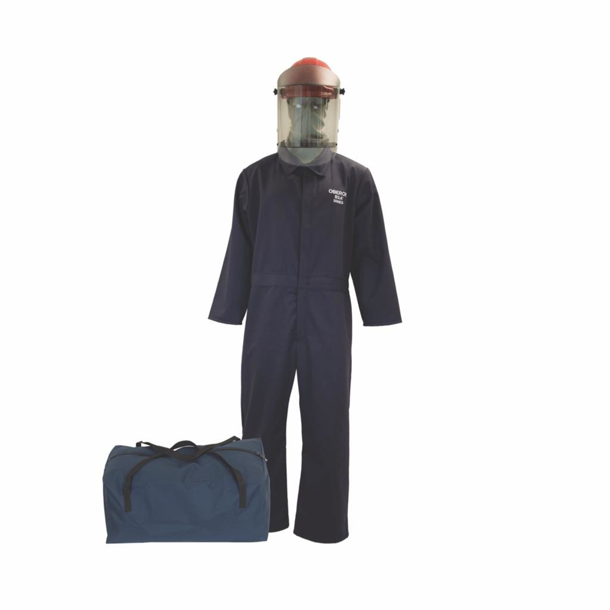Oberon Bag Kit - Arc Flash - 8 Cal HRC2&trade; - Comes With Coveralls, Hard Cap, Face Shield, Balaclava & Storage Bucket - Color: Navy Blue - Size: 5XL