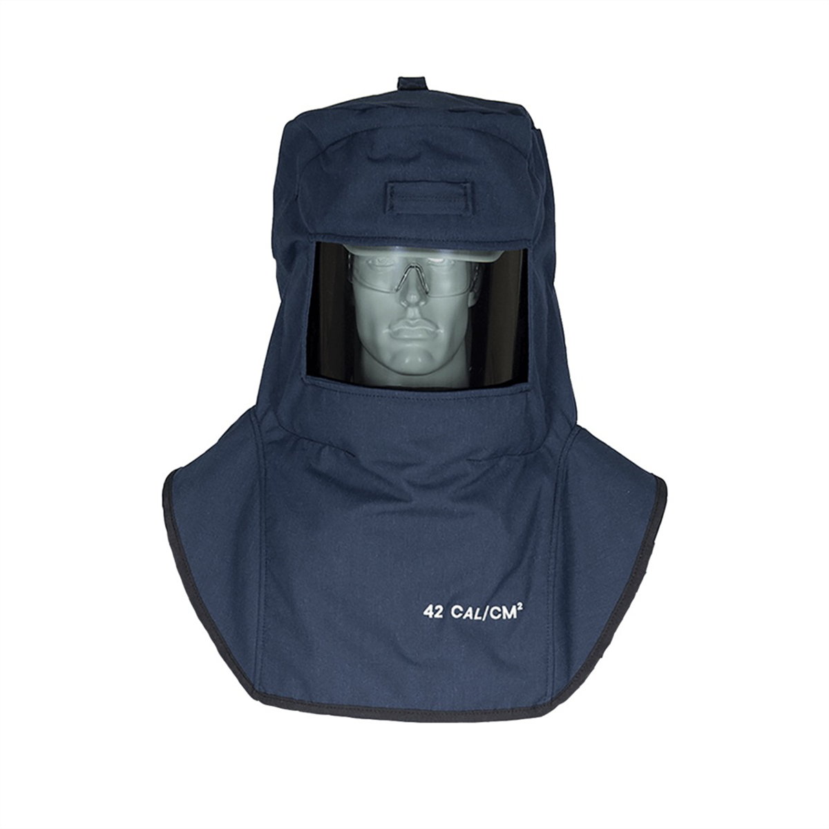 OBERON Hood with Hard Cap - Arc Flash - 40 Cal LAN - With Fresh Air Arc Flash Hood Ventilation System - Color: Navy Blue - Window: True Color Grey (TCG)