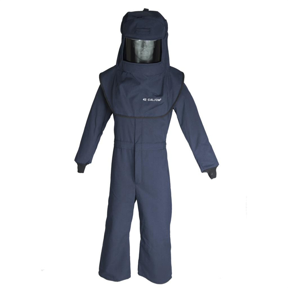 Oberon Suit Kit - Arc Flash - 40 Cal LAN&trade; - Comes with Hood with Hard Cap and Coveralls - Color: Navy Blue - Size: 4XL