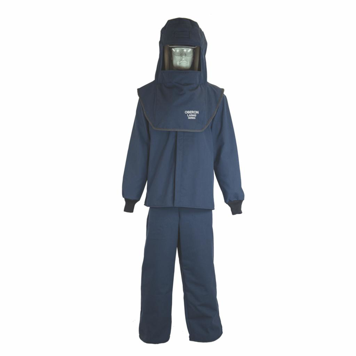 Oberon Suit Kit - Arc Flash - 40 Cal LAN&trade; - Comes with Hood with Hard Cap, Coat and Bib Overalls - Color: Navy Blue - Size: 5XL