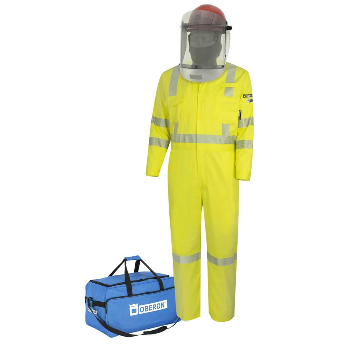 Oberon Suit Kit - Arc Flash - 10 Cal TCG&trade; - Comes with Hard Cap and Face Shield, Balaclava, Coveralls, and Storage Bag - Color: Hi-Vis Yellow - Size: 3XL