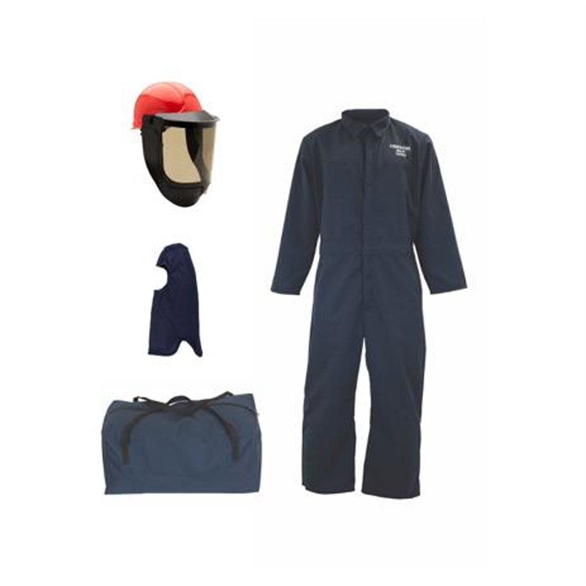 Oberon Bag Kit - Arc Flash - 12 Cal TCG2P&trade; - EZ Lift PPE - Comes With Coveralls, Hard Cap, Face Shield, Balaclava & Storage Bucket - Color: Navy Blue - Size: 2XL