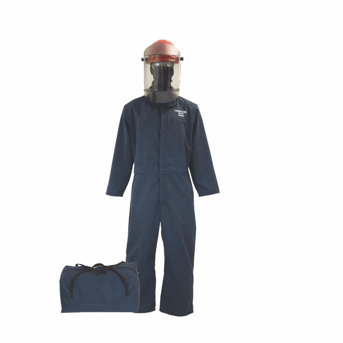 Oberon Bag Kit - Arc Flash - 12 Cal TCG2P&trade; - Comes With Coveralls, Hard Cap, Face Shield, Balaclava & Storage Bucket - Color: Navy Blue - Size: XL