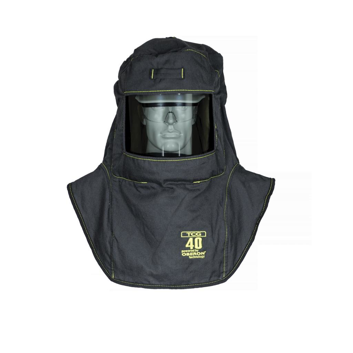 OBERON Hood with Hard Cap - Arc Flash - 40 Cal TCG - Canadian - Color: Black - Window: True Color Grey (TCG)