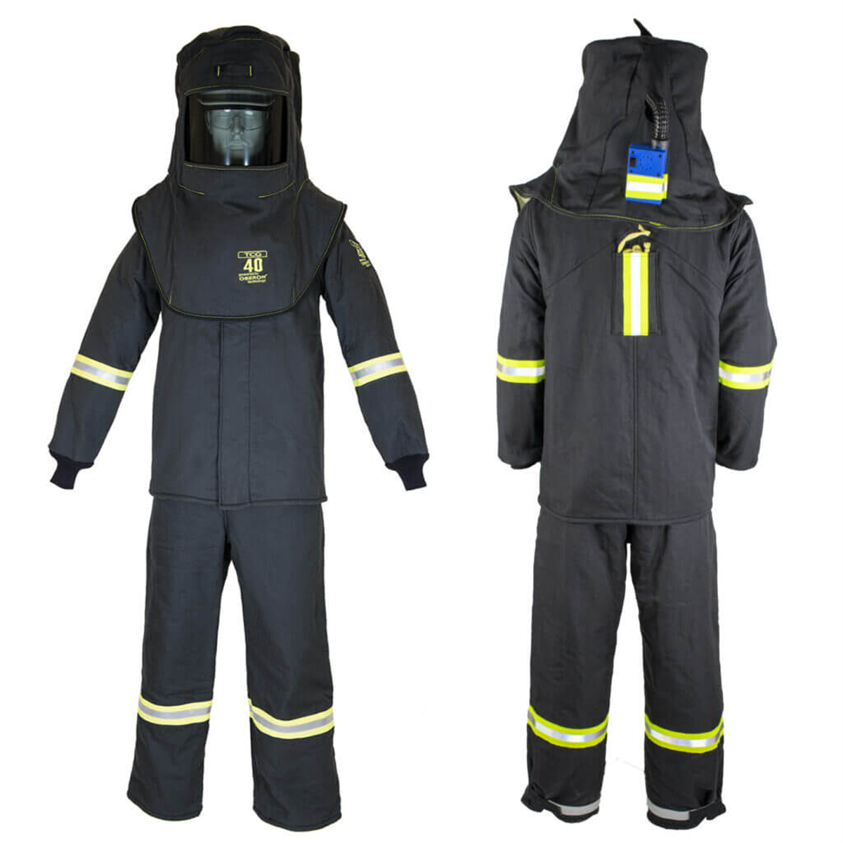 Oberon Suit Kit - Arc Flash - 40 Cal TCG&trade; - Comes with Hood, Coat and Bib Coveralls - With Escape Strap - Color: Black - Size: 4XL