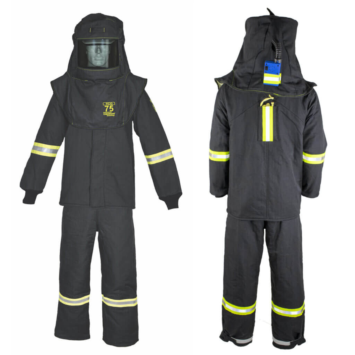 Oberon Suit Kit - Arc Flash - 75 Cal TCG&trade; - Comes with Hood, Coat and Bib Coveralls - With EZ Lift - With Escape Strap - Color: Black - Size: 2XL
