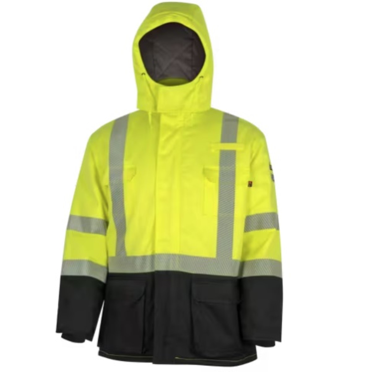 Oberon  Safety Parka - FR/Arc-Rated - PU/Cotton - Hi-Viz Yellow - Size: Extra Small