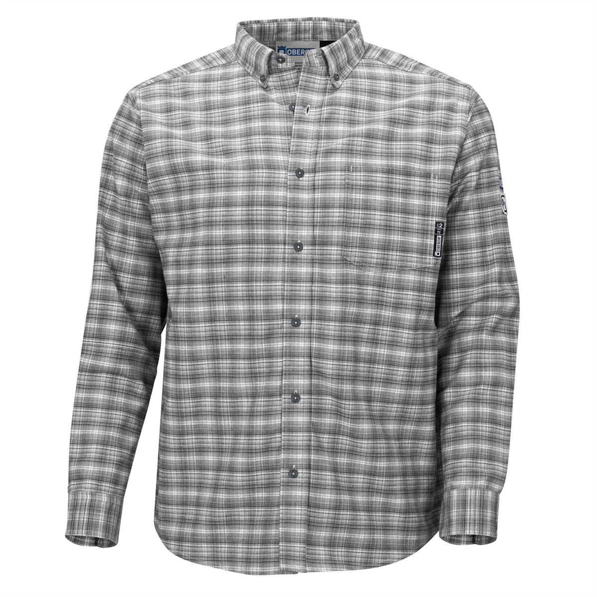 OBERON Plaid Long Sleeve Button Down Shirt &hyphen; Cotton / Nylon - Fire Resistant and Arc Flash Protection - 10 CAL - Color: Red - Men's - Size: Small
