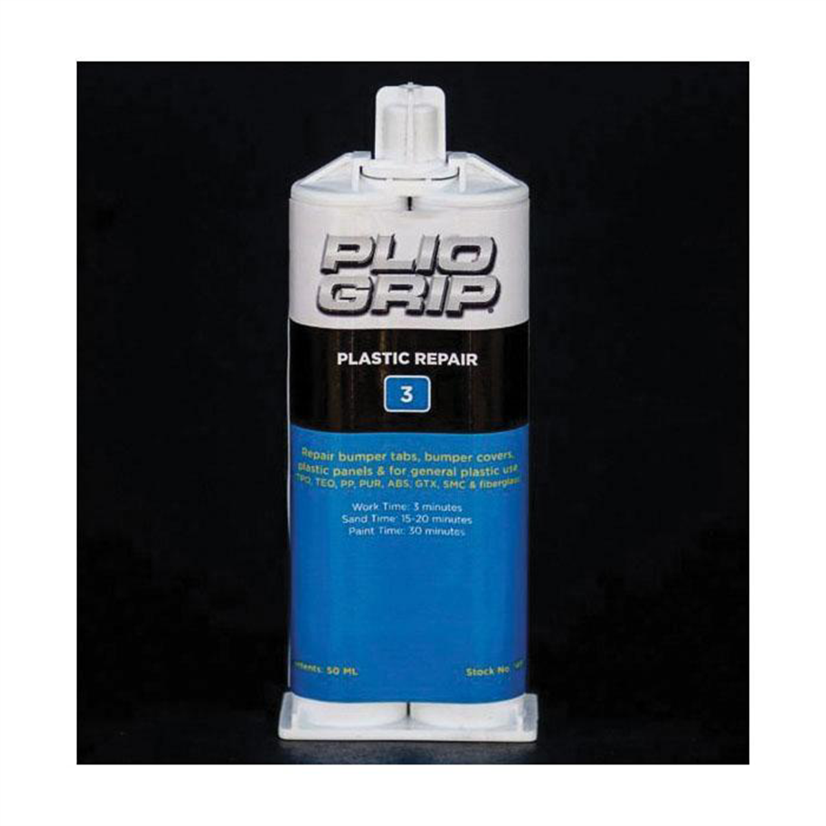 PLIO-GRIP Plastic Repair 3 8001 Plastic Repair, 220 mL Cartridge, Beige (Part A), Black (Part B)