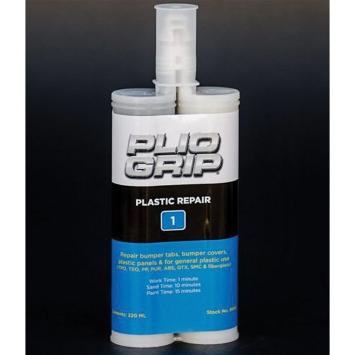PLIO-GRIP Plastic Repair 1 8049 Plastic Repair, 220 mL Cartridge, Beige (Part A), Black (Part B)